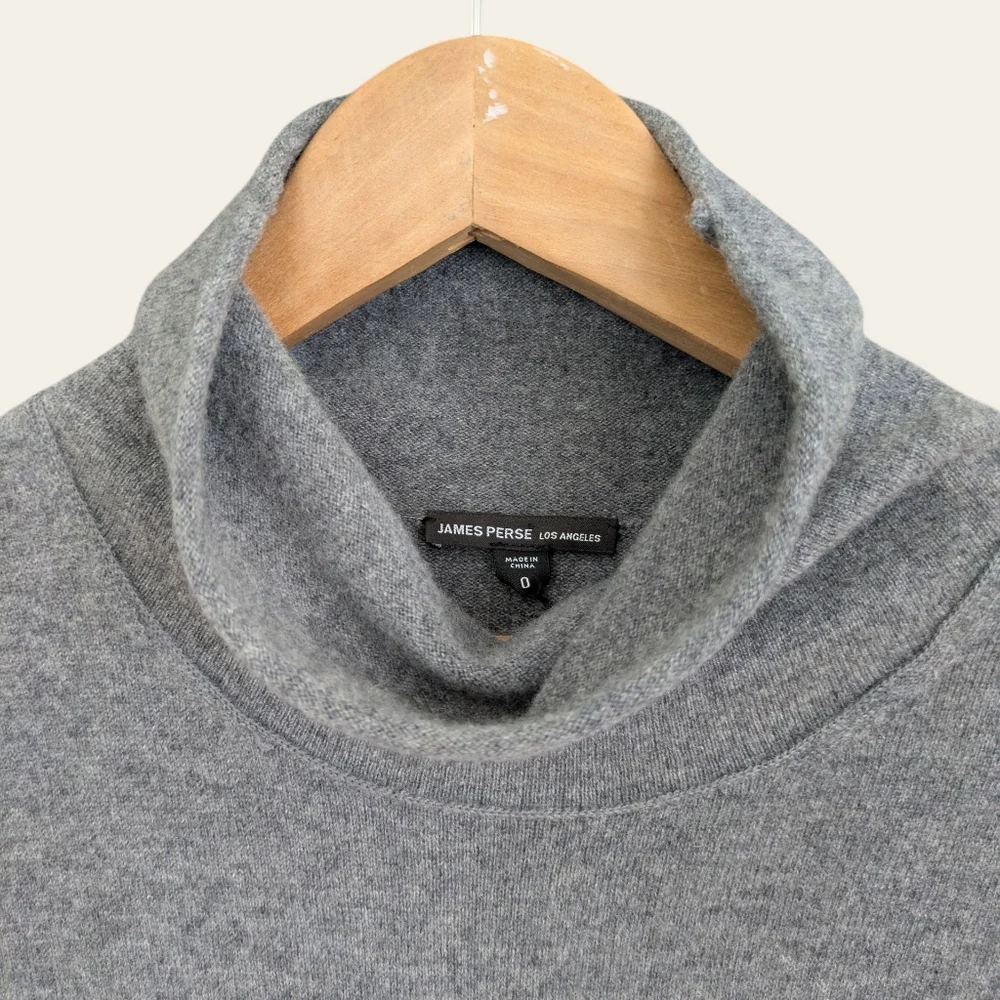 James Perse 100 Percent Cashmere Funnel Neck Midi Dress Gray Size 0 Minimalist - Picture 4 of 7